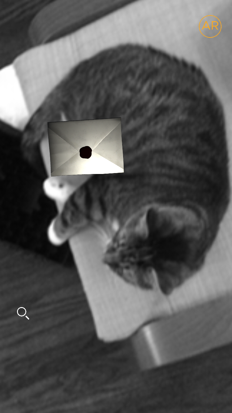 Silent Street's old augmented reality, on my cat