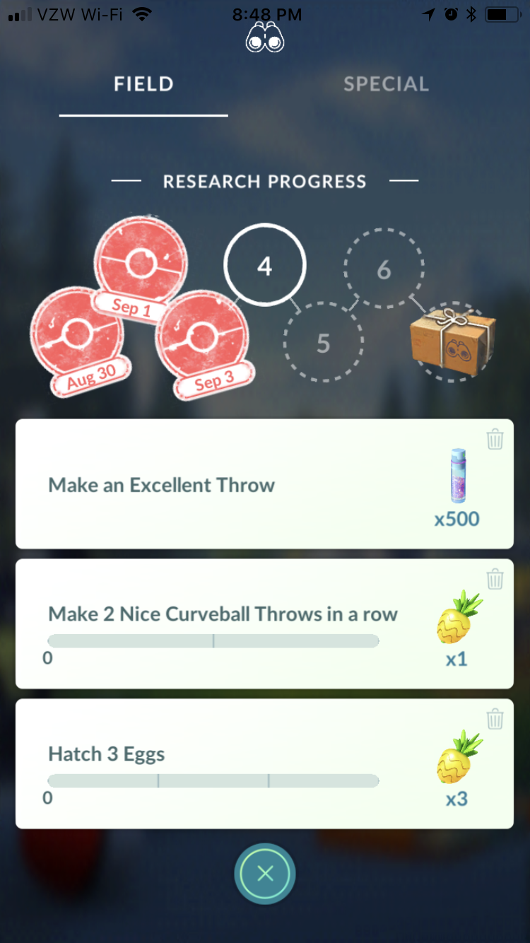 Pokemon Go Research Tasks