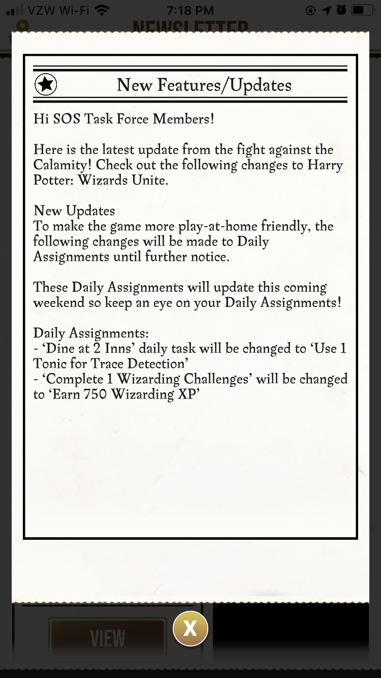 Wizards Unite update