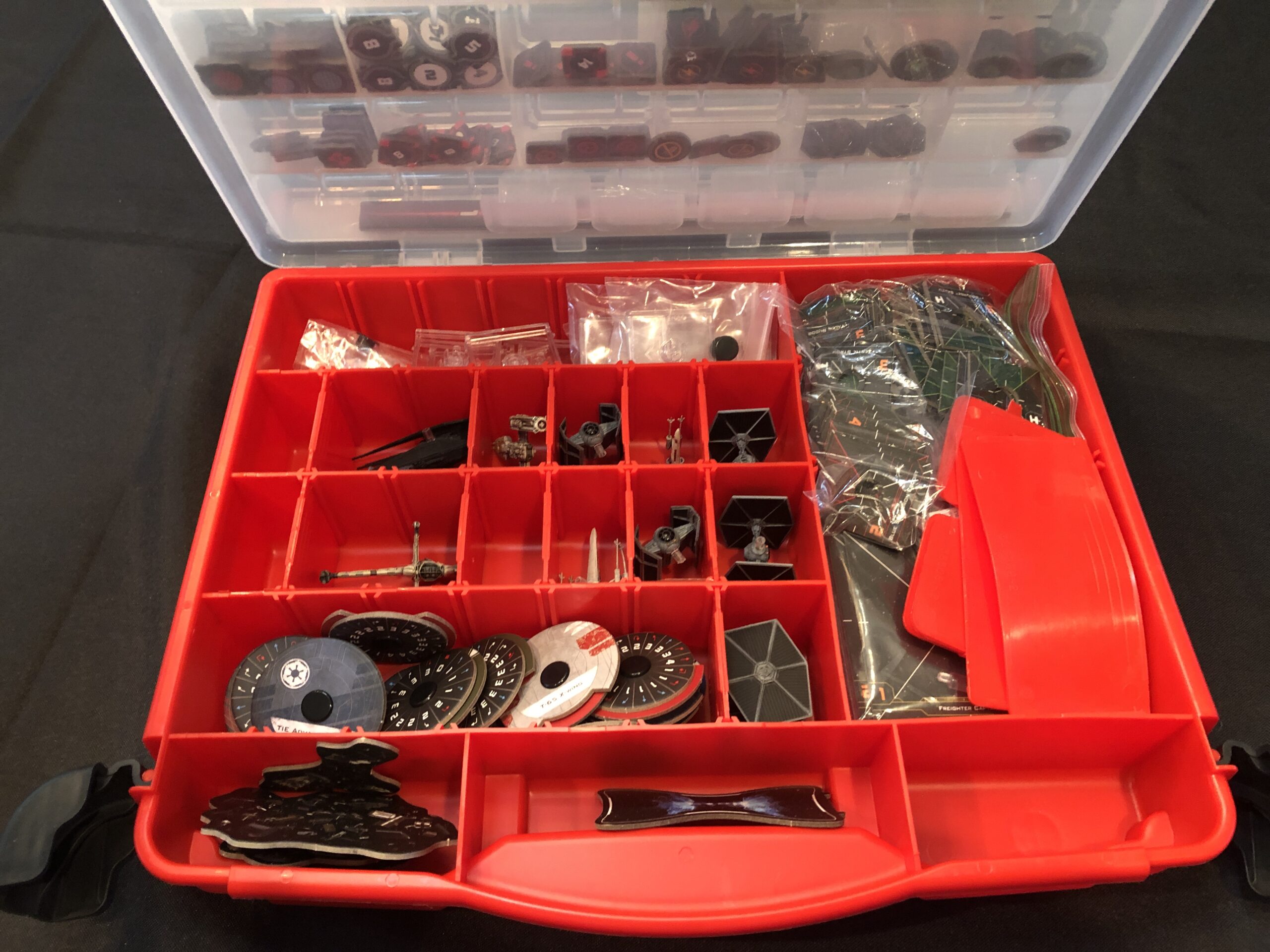 X-Wing Miniatures Game, need a tackle box to hold it all.